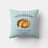 カントリフランスのーベジカボンプキンブルー市松模様に クッション (裏面)