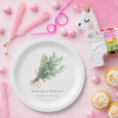 カントリフランスのーローズマ素朴リーボタニッ結婚クス ペーパープレート (パーティー)