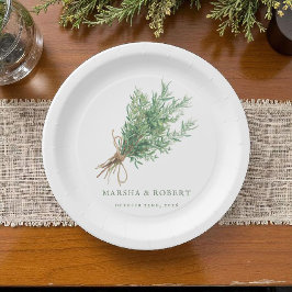 カントリフランスのーローズマ素朴リーボタニッ結婚クス ペーパープレート