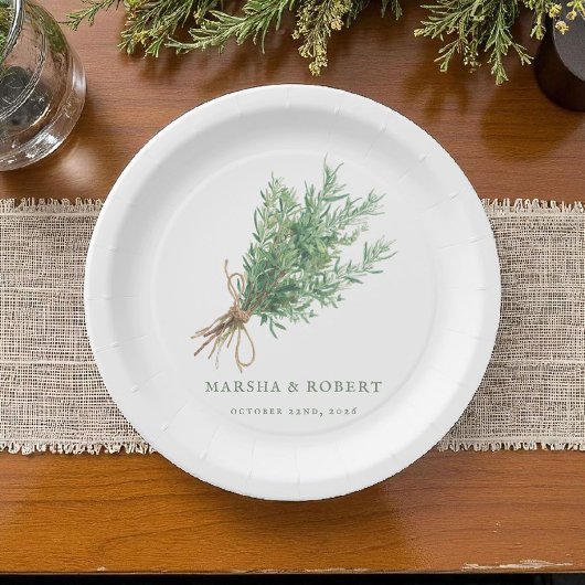 カントリフランスのーローズマ素朴リーボタニッ結婚クス ペーパープレート