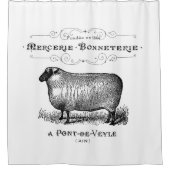 カントリフランスのーヴィンテージシープファームハウスタイポグラフィ シャワーカーテン (正面)