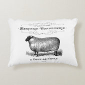 カントリフランスのーヴィンテージ羊タイポグラフィファームハウス アクセントクッション (正面)