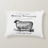カントリフランスのーヴィンテージ羊タイポグラフィファームハウス アクセントクッション (裏面)