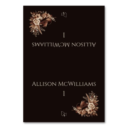 カントリモダンーエレガント・ウエスタン – ベジタリアン テーブルナンバー (正面)