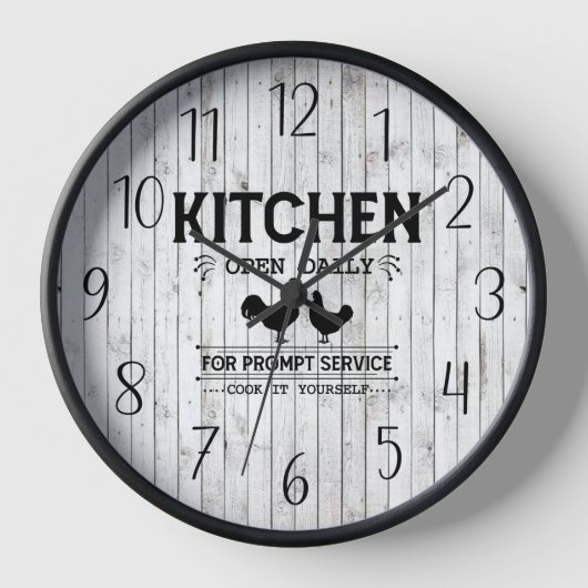 カントリーおもしろいキッチンウェルカムルースターチキン 壁時計 (正面)