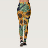 カントリーかわいいイエローネイビーヒマワリ水色 レギンス (裏面)