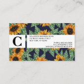 カントリーかわいいイエローネイビーヒマワリ水色 名刺 (裏面)