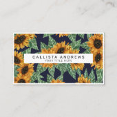 カントリーかわいいイエローネイビーヒマワリ水色 名刺 (正面)
