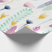 カントリーかわいいワイルドフラワーウォータカラーアート ラッピングペーパー (角)