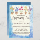 カントリーかわいい水彩鉢植え植物引っ越し祝いパーティー 招待状 (正面/裏面)