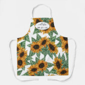 カントリーかわいい黄色のひまわり水彩パターン エプロン (正面)
