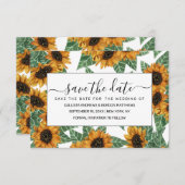 カントリーかわいい黄色のひまわり水彩パターン セーブザデート (正面/裏面)