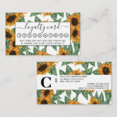 カントリーかわいい黄色のひまわり水彩パターン ロイヤリティカード (正面/裏面)