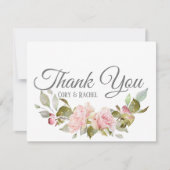 カントリーかわいらしピンクローゼブーケありがとう サンキューカード (正面)
