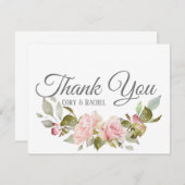 カントリーかわいらしピンクローゼブーケありがとう サンキューカード (正面/裏面)