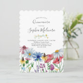 カントリーかわいらしワイルドフラワーウォータカラーキンセアニェラ 招待状 (スタンド正面)