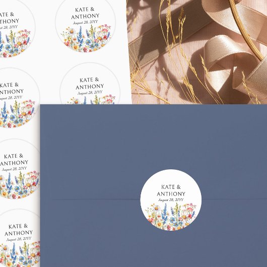 カントリーかわいらしワイルドフラワー結婚フローラ ラウンドシール