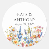 カントリーかわいらしワイルドフラワー結婚フローラ ラウンドシール (正面)