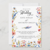 カントリーかわいらしワイルドフラワー結婚フローラ 招待状 (正面)