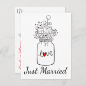 カントリーたった今結婚しました結婚ズのメイソンジャーブラックレッド 案内ポストカード (正面/裏面)