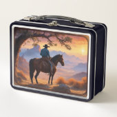 カントリーと西カウボーイホース メタルランチボックス (正面)