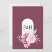 カントリーのシックなミントマウブピンクの金ゴールドフローラ 招待状 (裏面)