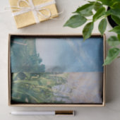 カントリーの牧場の古びた納屋と青い空に太陽の光 薄葉紙 (ギフト)