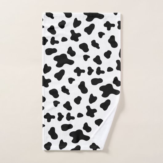 カントリーの白黒の牛のパターン バスタオルセット (ハンドタオル)
