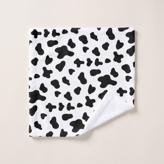 カントリーの白黒の牛のパターン バスタオルセット (ウォッシュタオル)