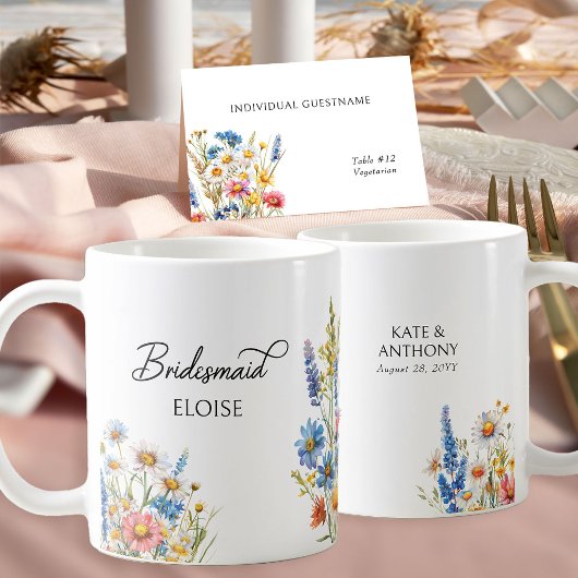 カントリーの野の花のブライズメイドの結婚式の引出物 コーヒーマグカップ