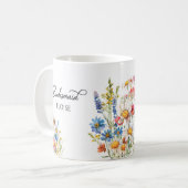 カントリーの野の花のブライズメイドの結婚式の引出物 コーヒーマグカップ (正面左)