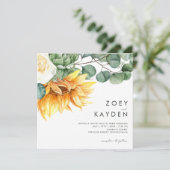 カントリーはっきりしたヒマワリの花束 |スクエア結婚ズ 招待状 (スタンド正面)