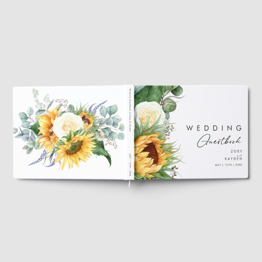 カントリーはっきりしたヒマワリ |の結婚ゲストブック ゲストブック (全面)