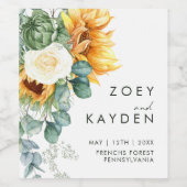 カントリーはっきりしたヒマワリ |の結婚ワインラベル ワインラベル (シングルラベル)