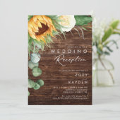 カントリーはっきりしたヒマワリ |ウッドのウェディングレセプション 招待状 (スタンド正面)