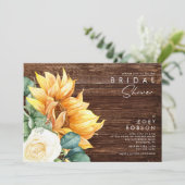 カントリーはっきりしたヒマワリ |ウッドブライダルシャワー 招待状 (スタンド正面)