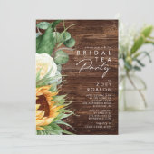 カントリーはっきりしたヒマワリ |ウッドブライダルティーパーティー 招待状 (スタンド正面)