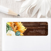 カントリーはっきりしたヒマワリ|ウッド差出人住所 ラベル (インサイチュ)