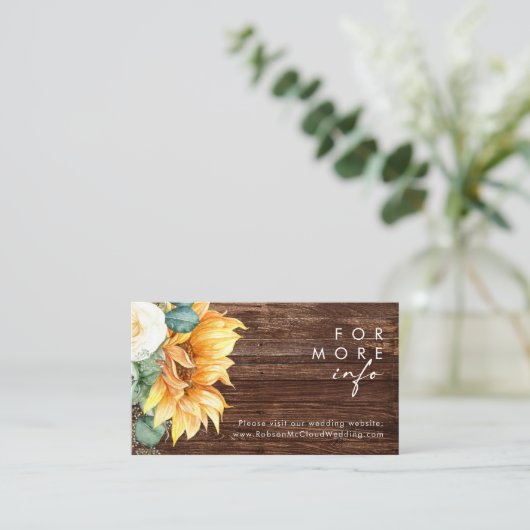 カントリーはっきりしたヒマワリ |ウッド結婚のウェブサイト エンクロージャーカード (スタンド正面)