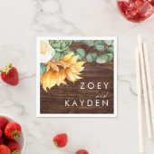 カントリーはっきりしたヒマワリ |ウッド結婚のナプキンス スタンダードカクテルナプキン (インサイチュ)