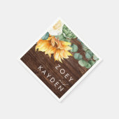 カントリーはっきりしたヒマワリ |ウッド結婚のナプキンス スタンダードカクテルナプキン (角)
