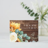 カントリーはっきりしたヒマワリ |ウッド結婚の皆様 ポストカード (スタンド正面)