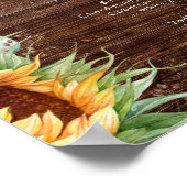 カントリーはっきりしたヒマワリ |ウッド結婚ドリンク ポスター (角)