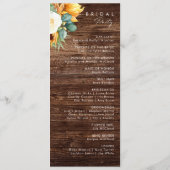 カントリーはっきりしたヒマワリ |ウッド結婚式 プログラム (裏面)