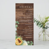 カントリーはっきりしたヒマワリ |ウッド結婚式 プログラム (スタンド正面)