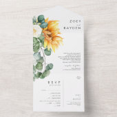 カントリーはっきりしたヒマワリ |シールして送信 オールインワン招待状 (内側)