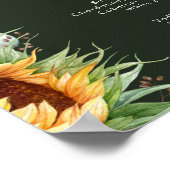 カントリーはっきりしたヒマワリ |ダークグリーン結婚のドリンク ポスター (角)