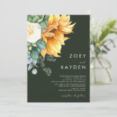 カントリーはっきりしたヒマワリ |ダークグリーン結婚ズ 招待状 (スタンド正面)