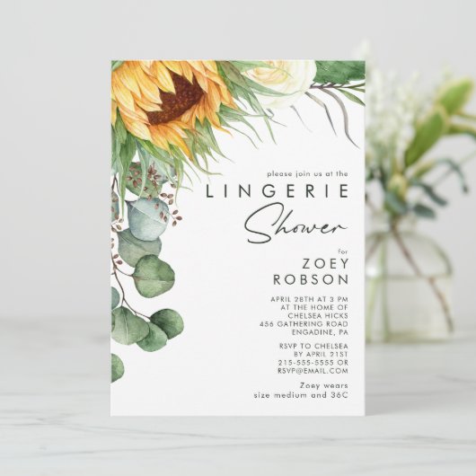 カントリーはっきりしたヒマワリ |ランジェリーシャワー 招待状 (スタンド正面)