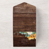 カントリーはっきりしたヒマワリ |木印と送信 オールインワン招待状 (外側)